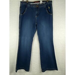 Baby Phat Bootcut Jeans Blue Denim Gold Cat Logo Y2K Flare Womens 18 Plus